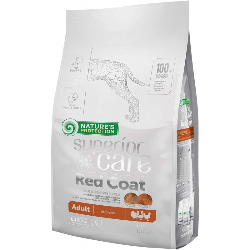 Nature's Protection Red Coat – Perro Adulto Aves de Corral Pelaje Rojo 1,5 kg