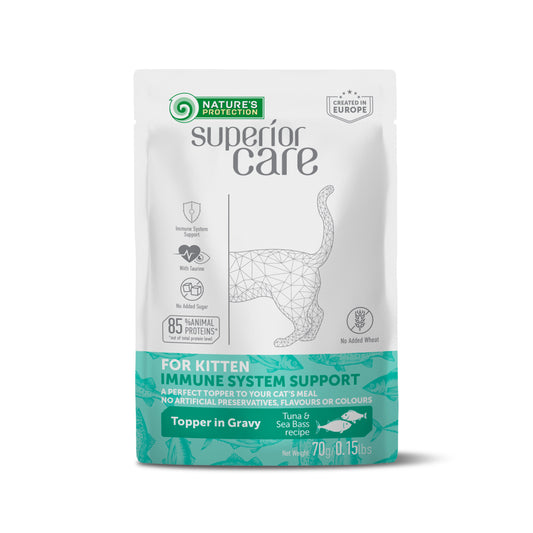 Nature's Protection Superior Care – Pouch para Gato Gatito Sistema Inmune Atún y Lubina 70 g