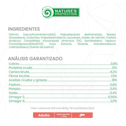 Nature's Protection – Perro Adulto Salmón Pelaje Blanco Raza Mini