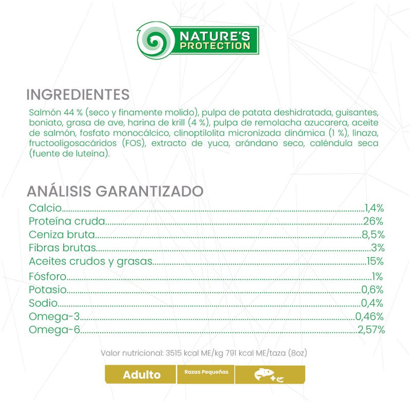 Nature's Protection – Perro Adulto Salmón y Krill Pelaje Rojo Raza Mini