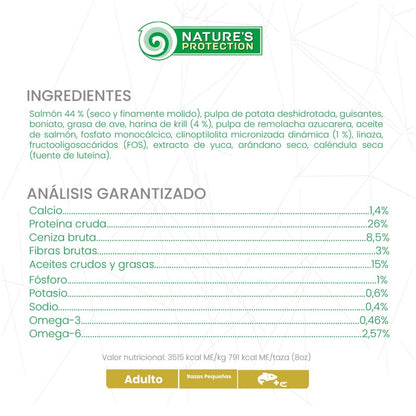Nature's Protection – Perro Adulto Salmón y Krill Pelaje Rojo Raza Mini
