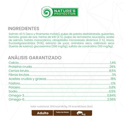 Nature's Protection – Perro Adulto Salmón y Krill Pelaje Rojo
