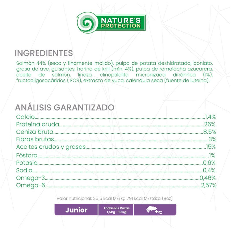 Nature's Protection – Perro Junior Salmón y Krill Pelaje Rojo