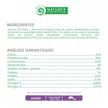 Nature's Protection – Perro Junior Salmón y Krill Pelaje Rojo