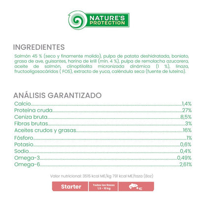Nature's Protection – Perro Starter Salmón y Krill Pelaje Blanco