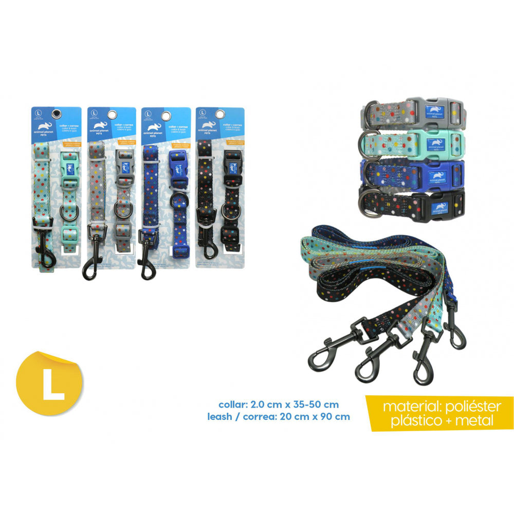 Animal Planet – Set Collar y Correa Diseño de Puntitos