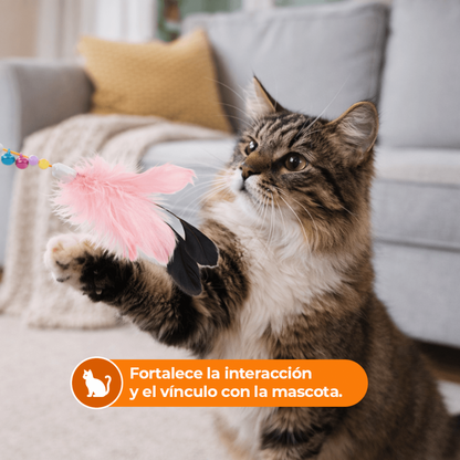 Varita para Gatos con Plumas 115 cm
