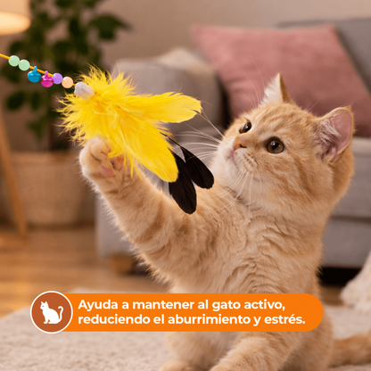 Varita para Gatos con Plumas 115 cm